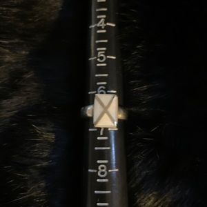 Mother of pearl inlay sterling silver ring